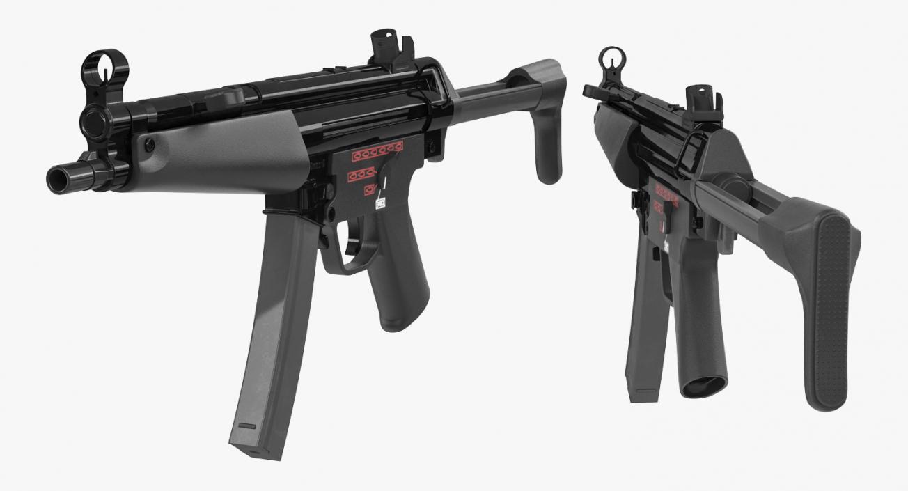 3D MP5A3 with Retractable Stock model