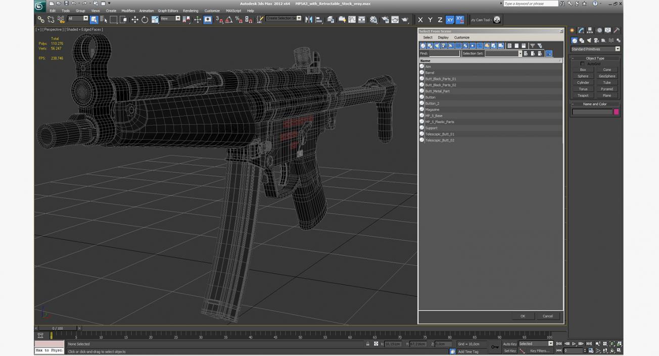 3D MP5A3 with Retractable Stock model