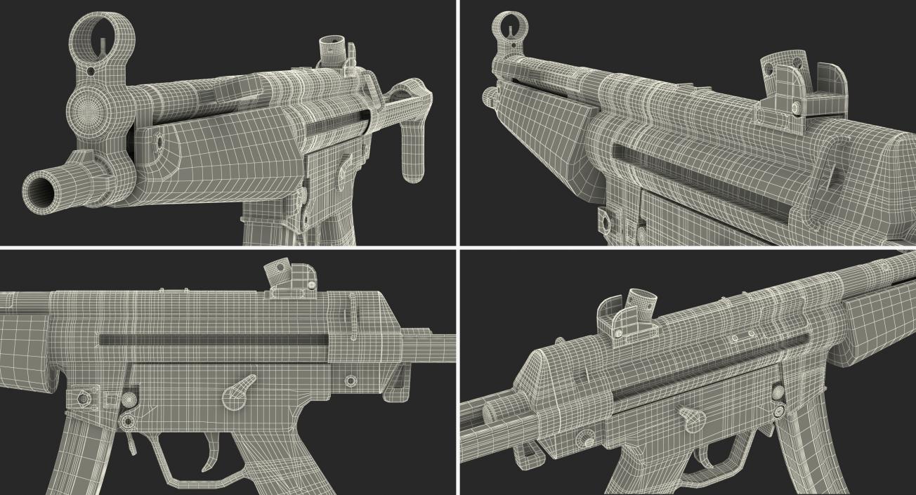 3D MP5A3 with Retractable Stock model