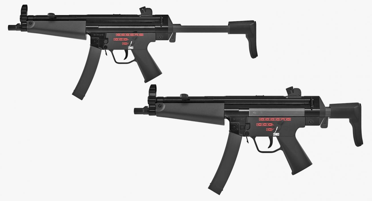 3D MP5A3 with Retractable Stock model