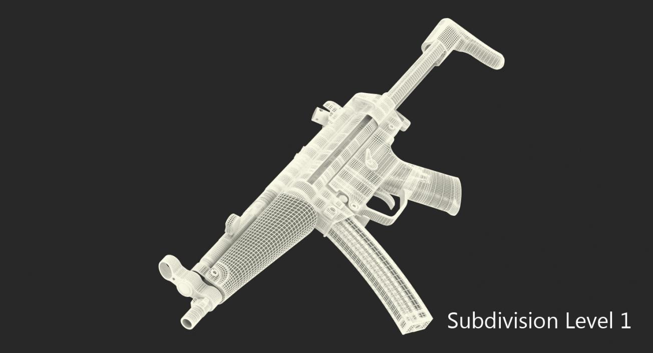 3D MP5A3 with Retractable Stock model