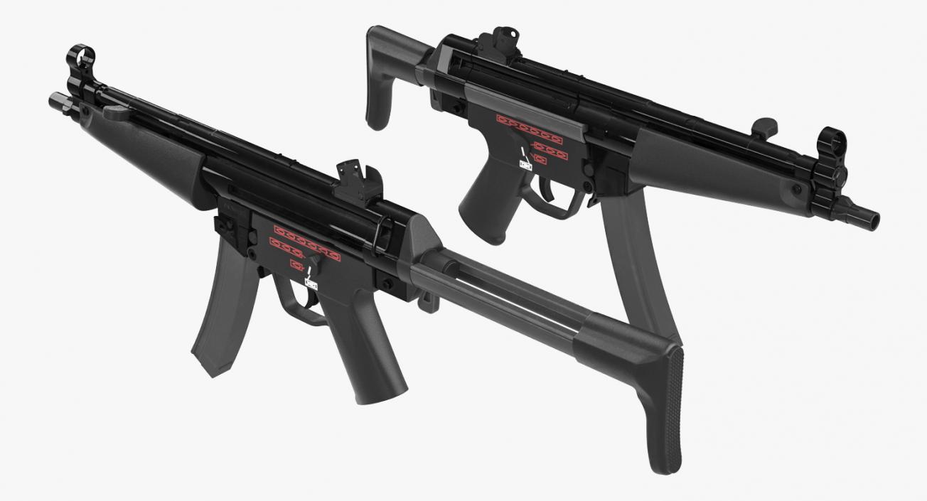 3D MP5A3 with Retractable Stock model