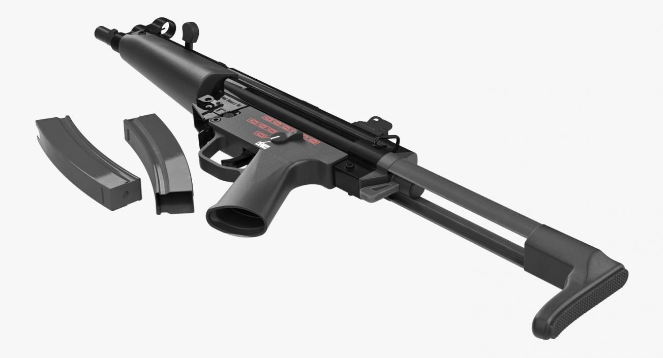 3D MP5A3 with Retractable Stock model