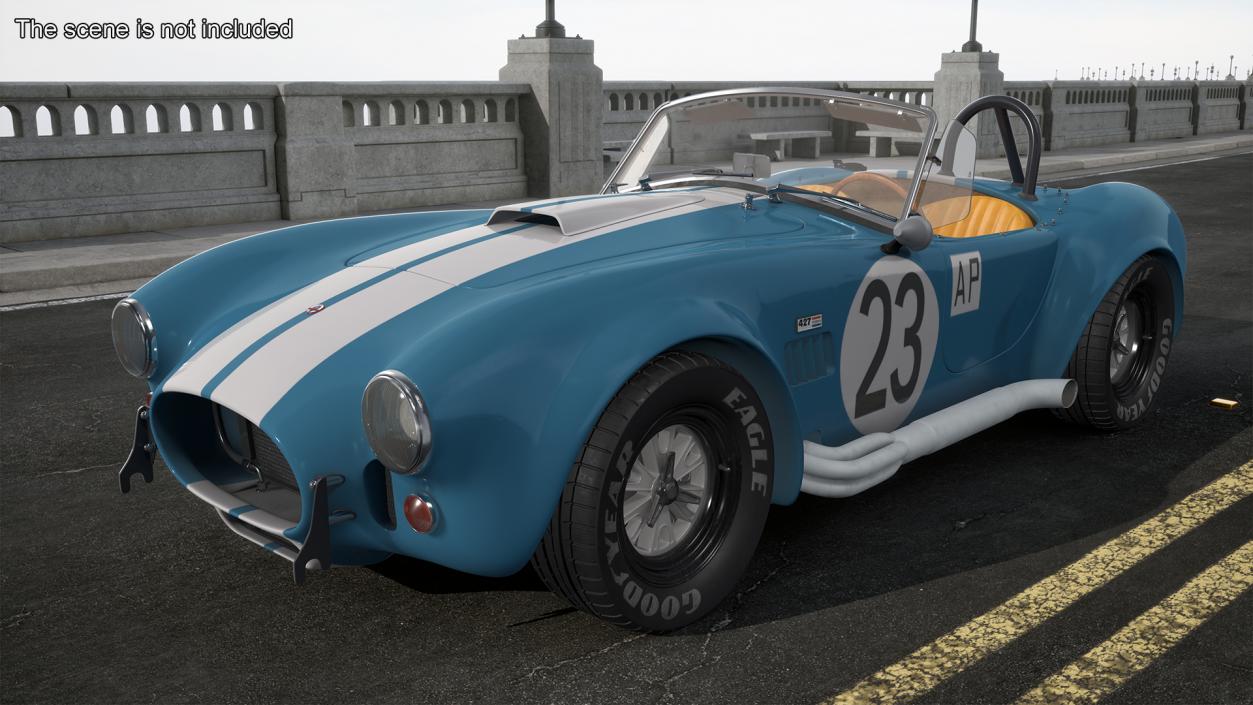 Shelby Cobra 1965 Blue Yellow 3D model