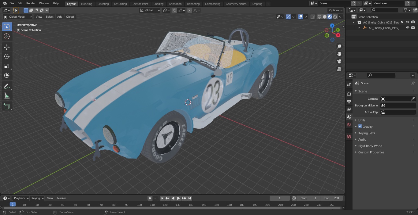 Shelby Cobra 1965 Blue Yellow 3D model