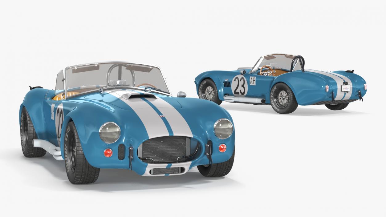 Shelby Cobra 1965 Blue Yellow 3D model