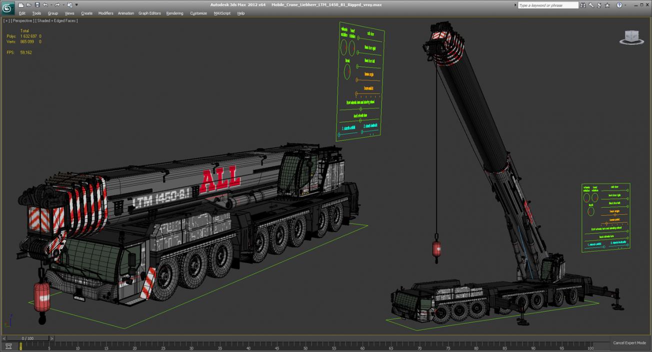 3D model Mobile Crane Liebherr LTM 1450 81 Rigged