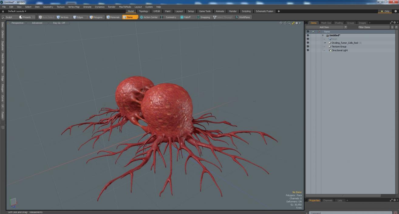 Dividing Tumor Cells Red 3D model