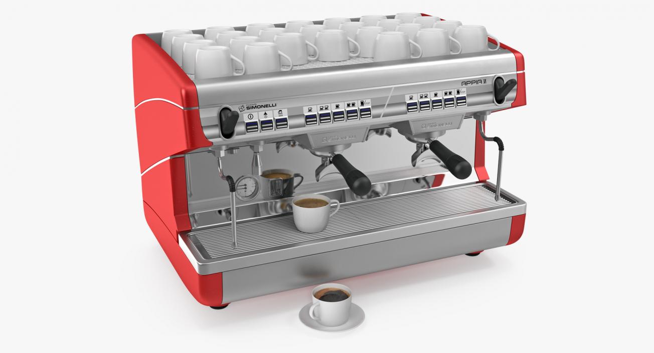 3D Espresso Machine with Coffee Cups model