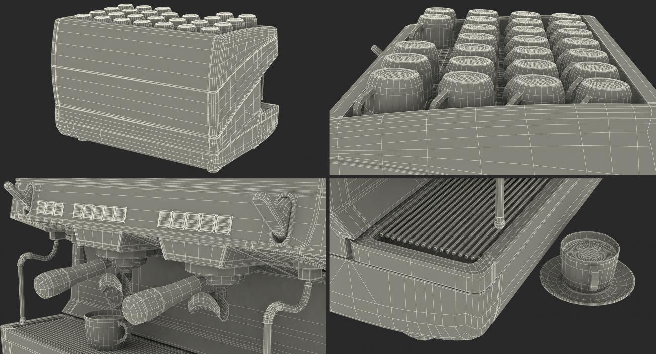 3D Espresso Machine with Coffee Cups model