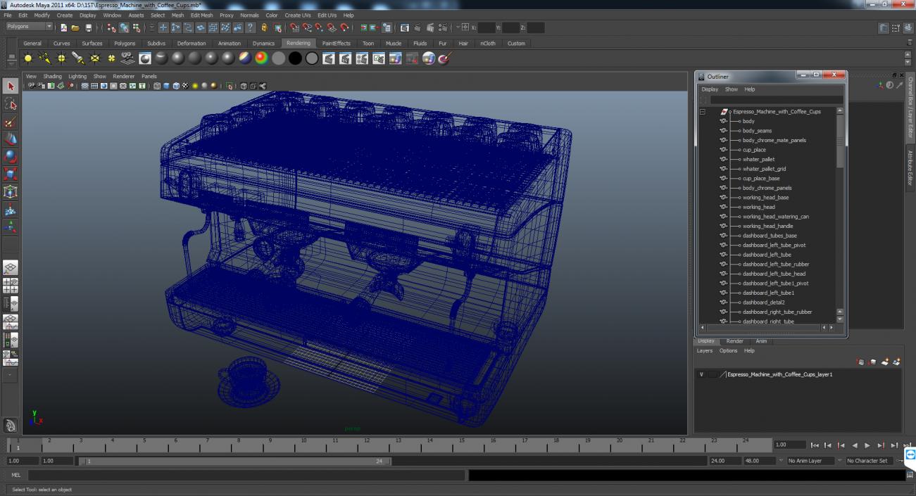 3D Espresso Machine with Coffee Cups model