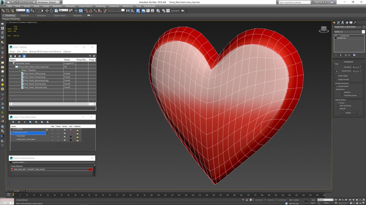 3D model Emoji Red Heart