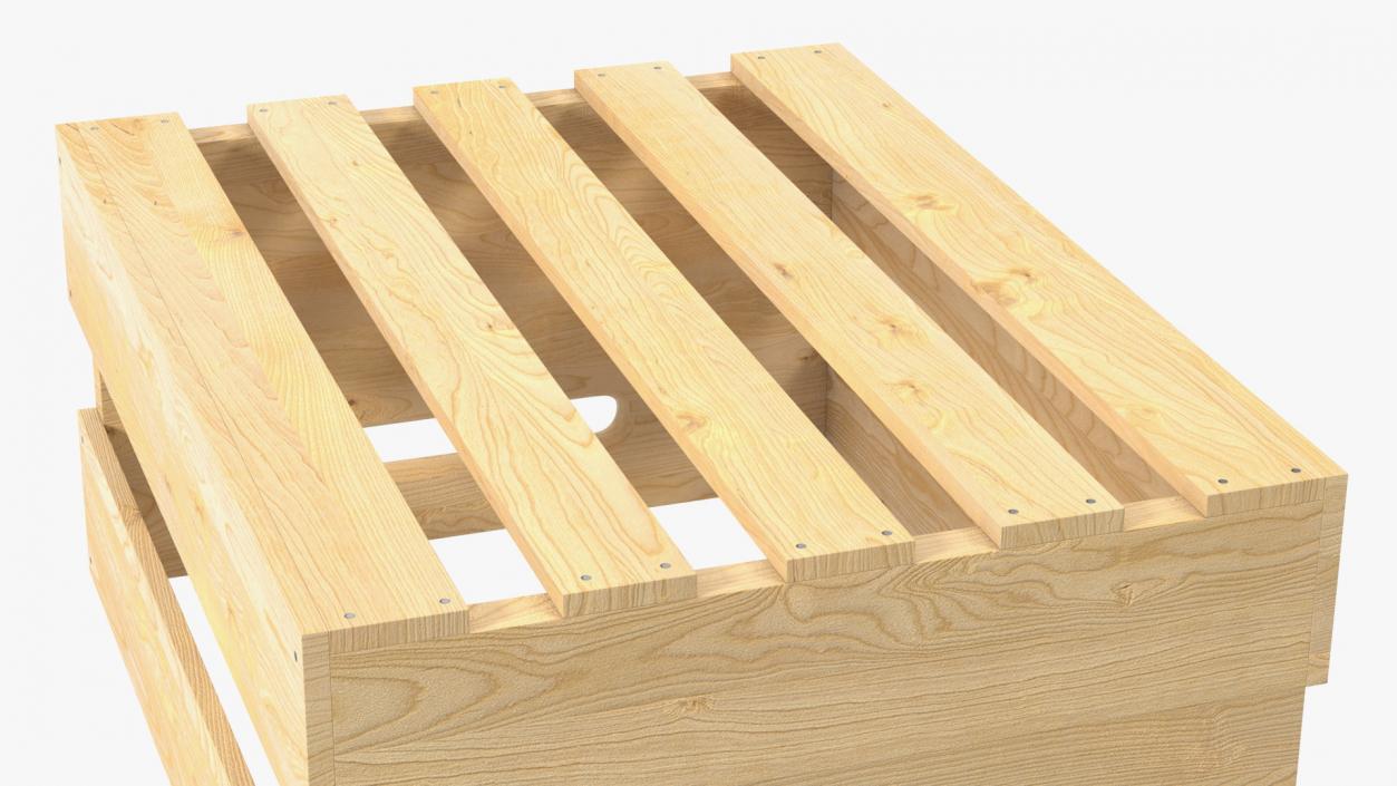 Small Low Beige Wooden Fruit Box 3D