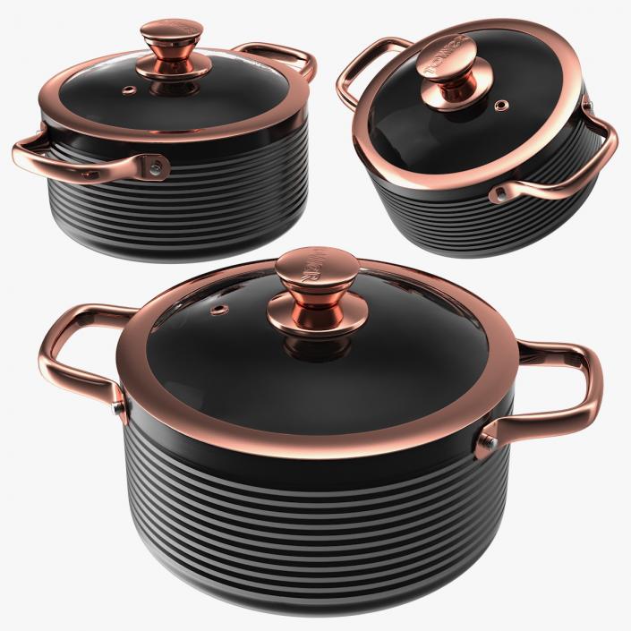 3D model Tower Cooking Pot with Lid Set