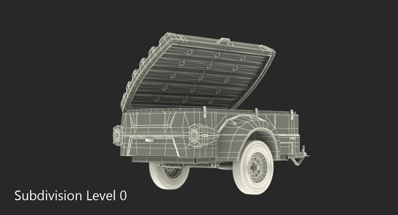 3D Enclosed Small Cargo Trailer Open model