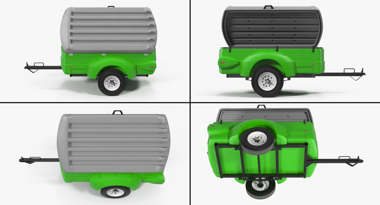 3D Enclosed Small Cargo Trailer Open model