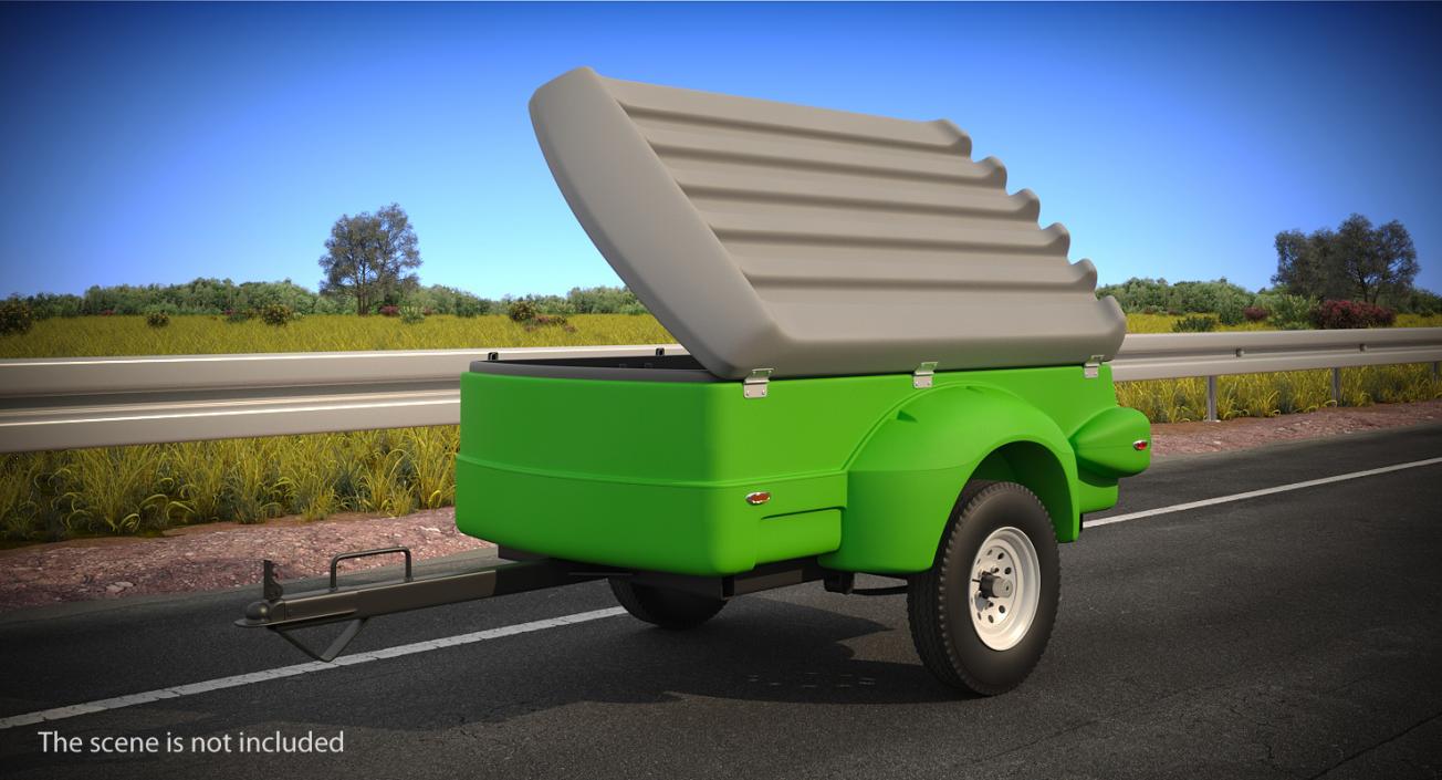 3D Enclosed Small Cargo Trailer Open model