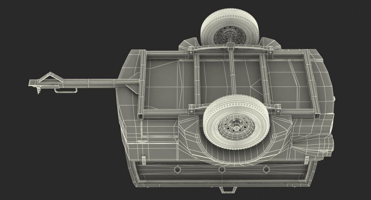 3D Enclosed Small Cargo Trailer Open model