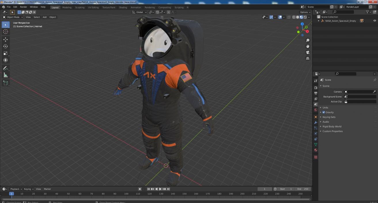 3D NASA Axiom Spacesuit Empty