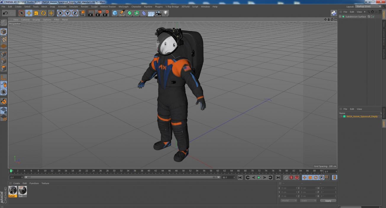 3D NASA Axiom Spacesuit Empty