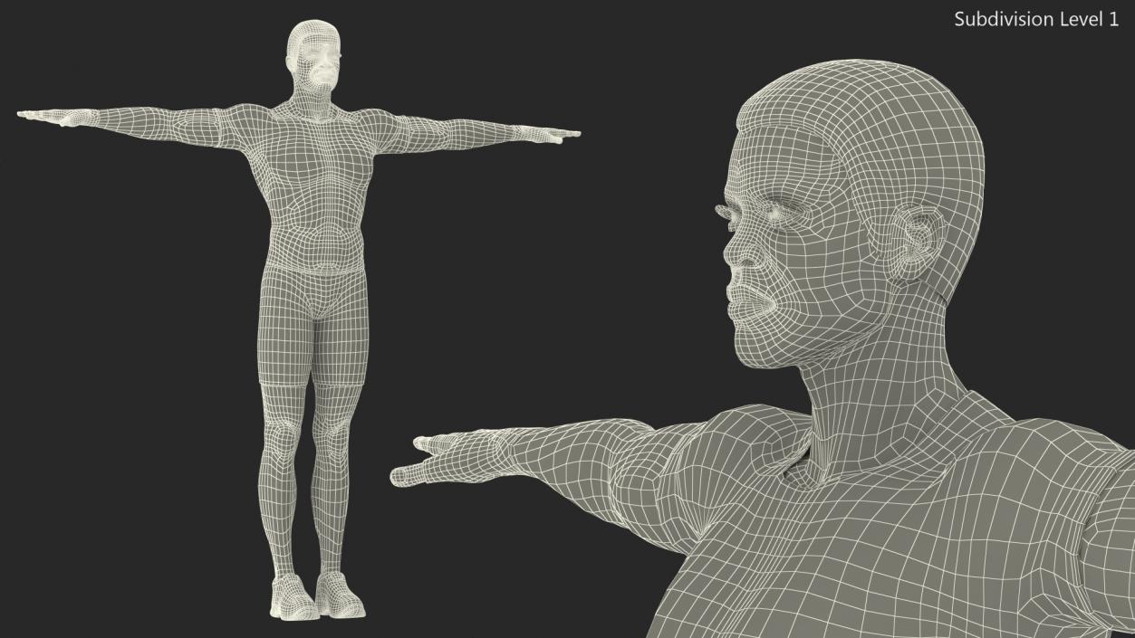 3D African American Sportsman T Pose model