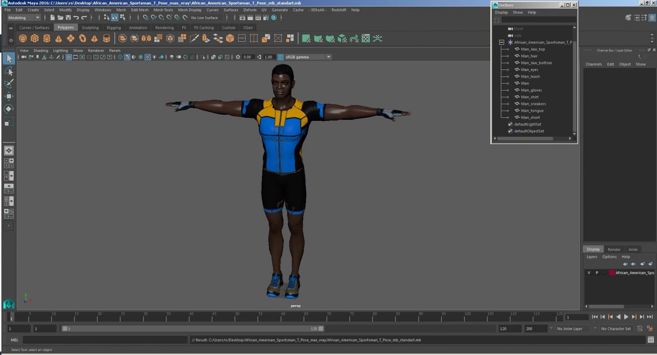 3D African American Sportsman T Pose model