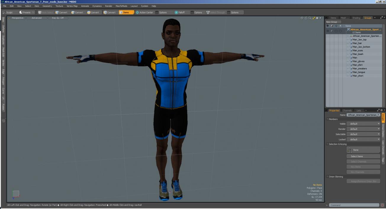 3D African American Sportsman T Pose model