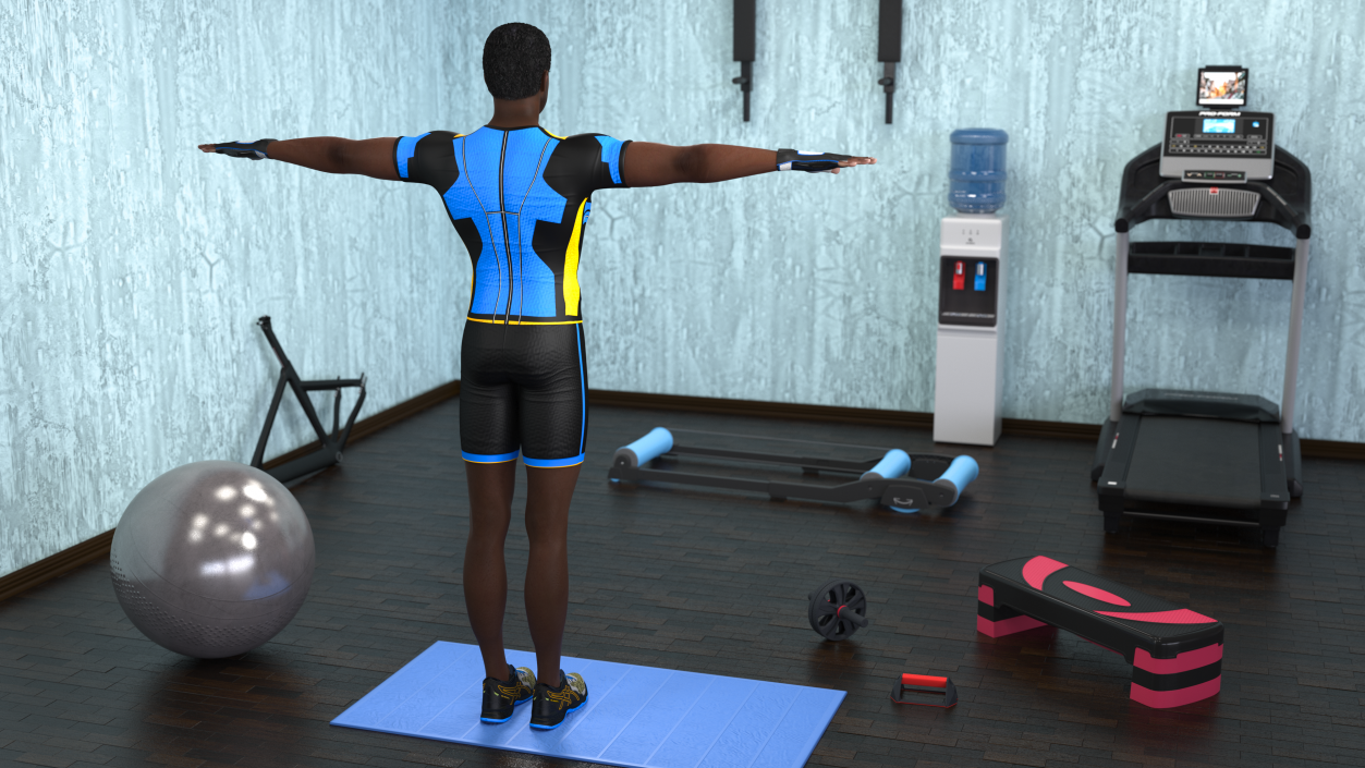 3D African American Sportsman T Pose model