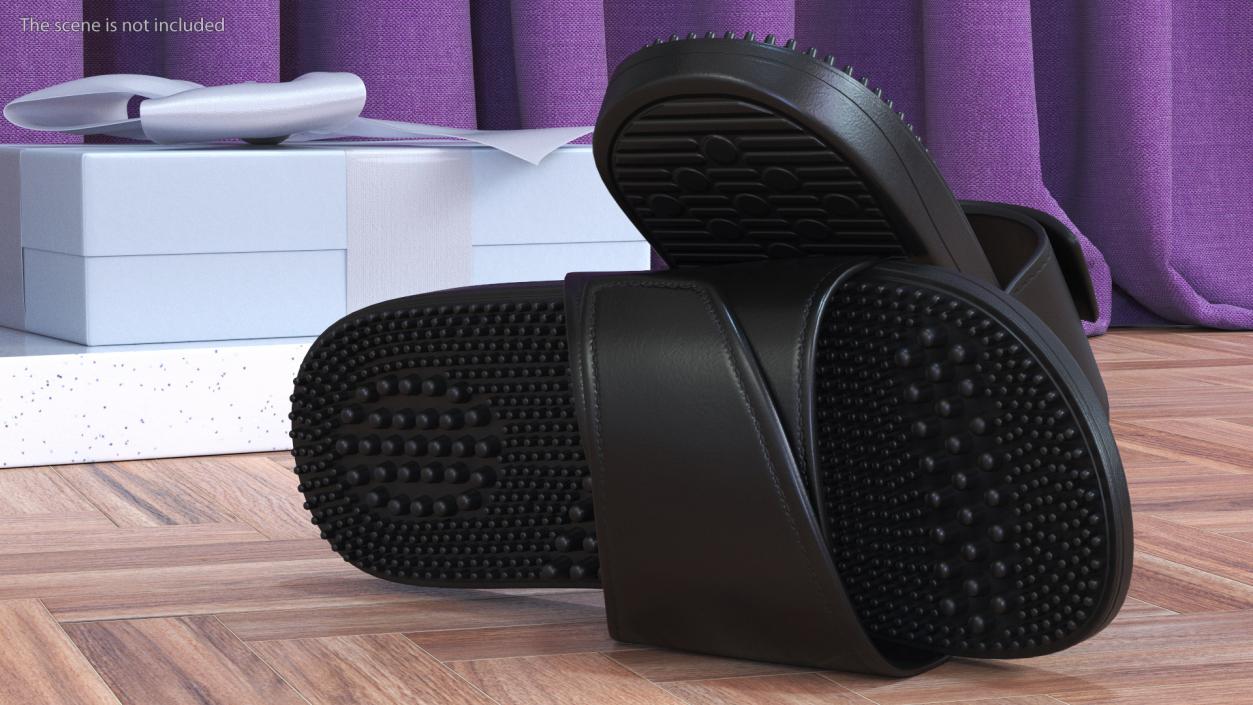 Massage Slippers Black 3D