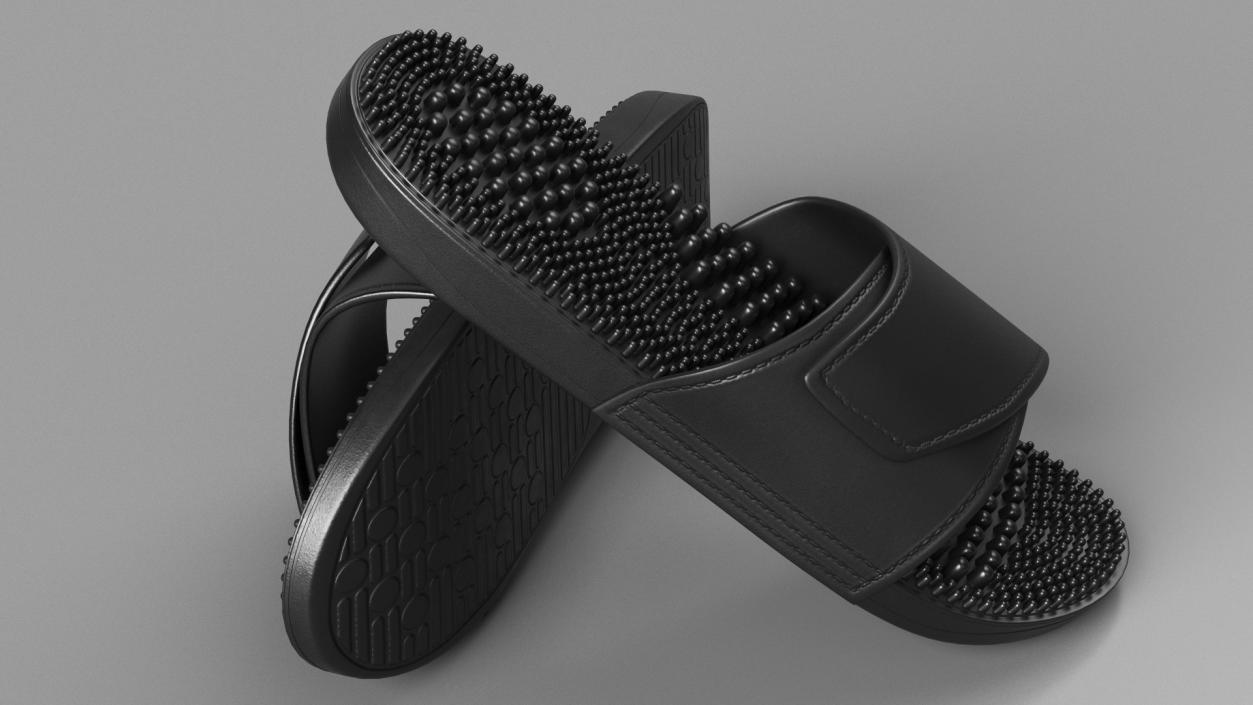 Massage Slippers Black 3D