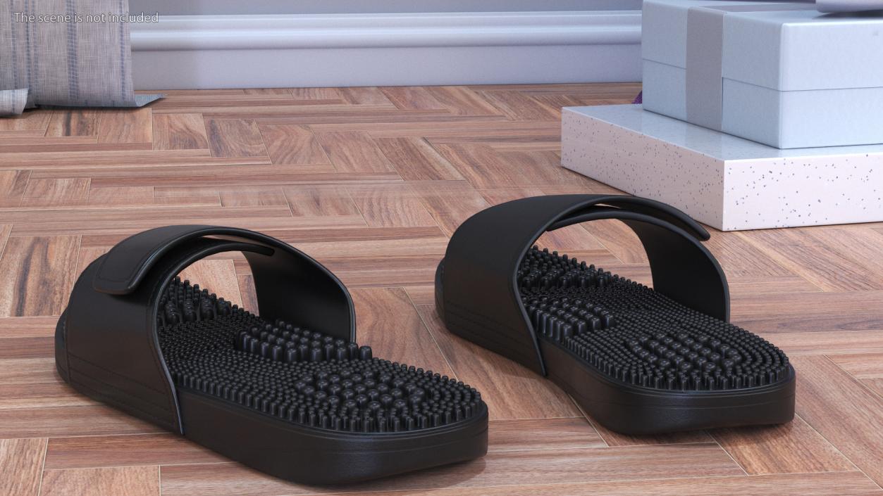 Massage Slippers Black 3D