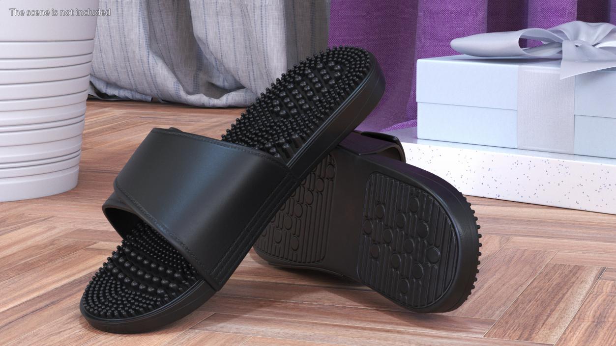 Massage Slippers Black 3D