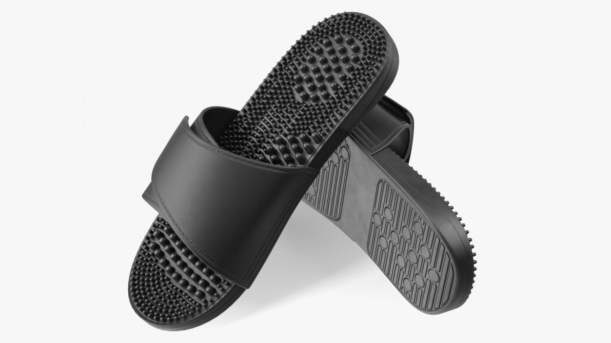 Massage Slippers Black 3D