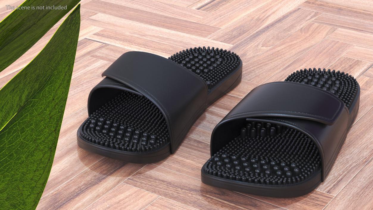 Massage Slippers Black 3D