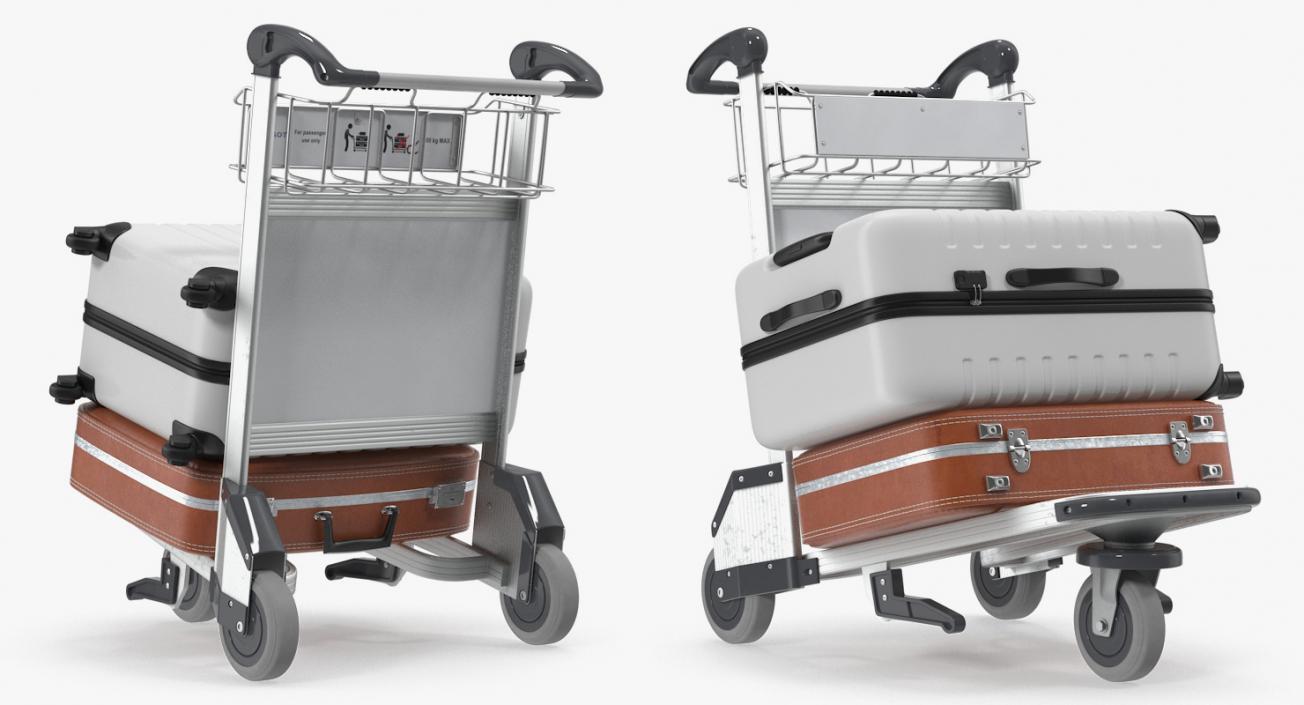 3D model Airport Trolley with Suitcases