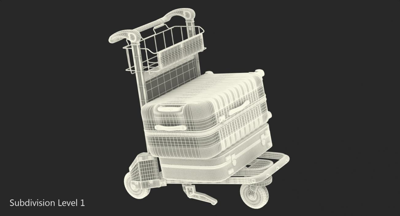 3D model Airport Trolley with Suitcases