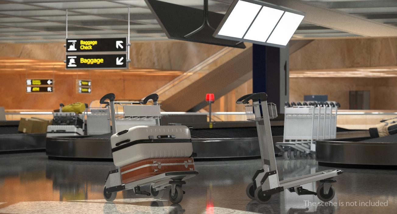 3D model Airport Trolley with Suitcases