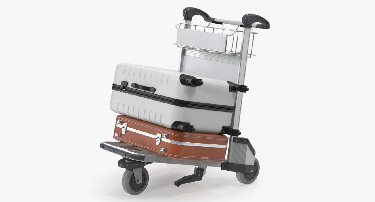 3D model Airport Trolley with Suitcases