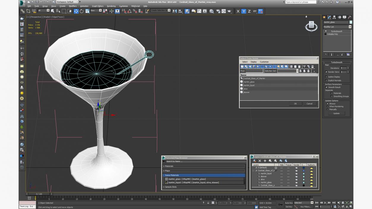 3D model Cocktail Glass of Martini