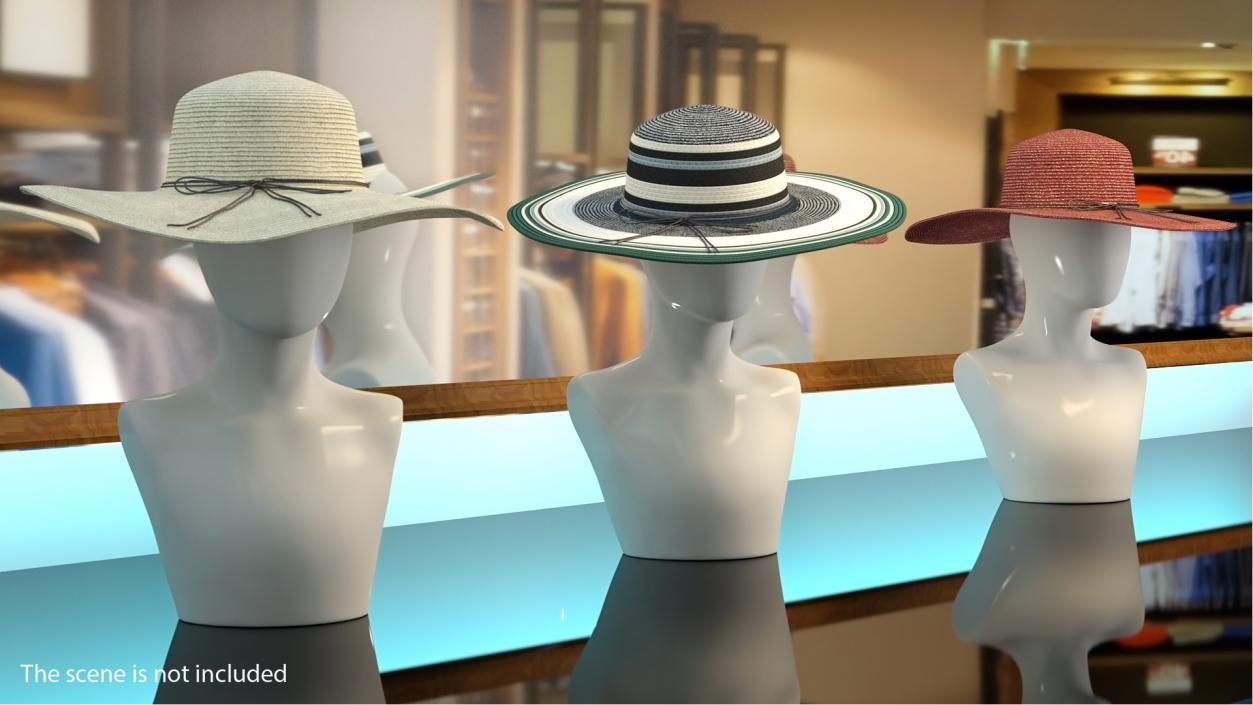 Women Foldable Beach Cap 3D model