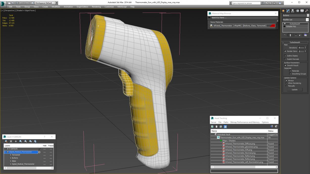 Thermometer Gun with LED Display 3D