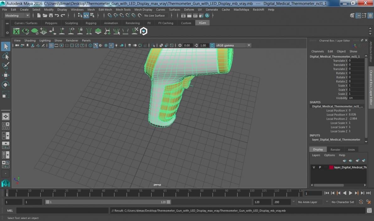 Thermometer Gun with LED Display 3D