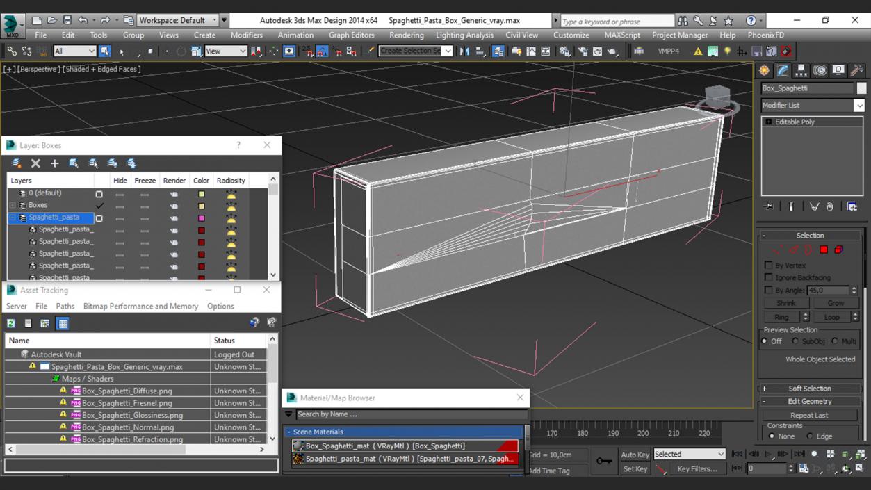 3D Spaghetti Pasta Box Template model