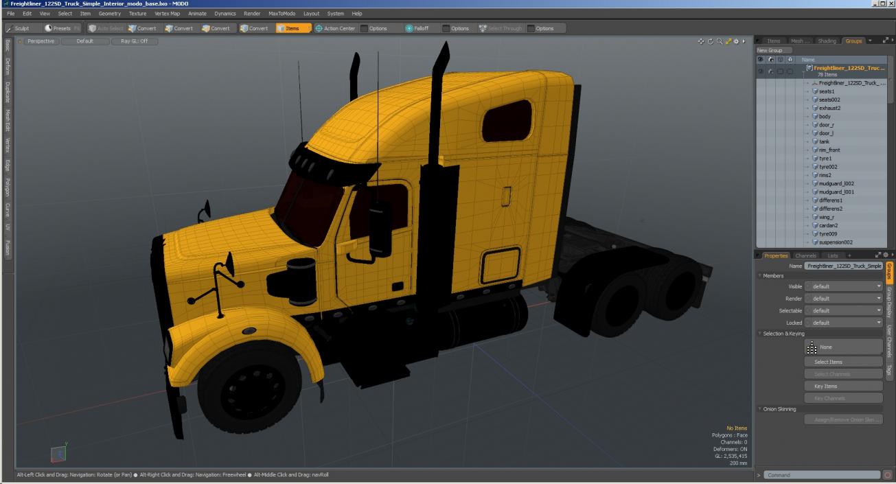 3D model Freightliner 122SD Truck Simple Interior