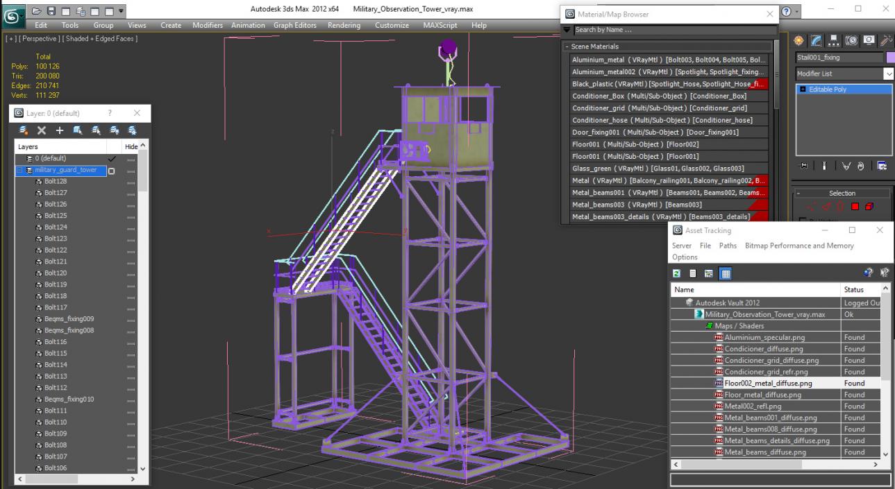 3D Military Observation Tower