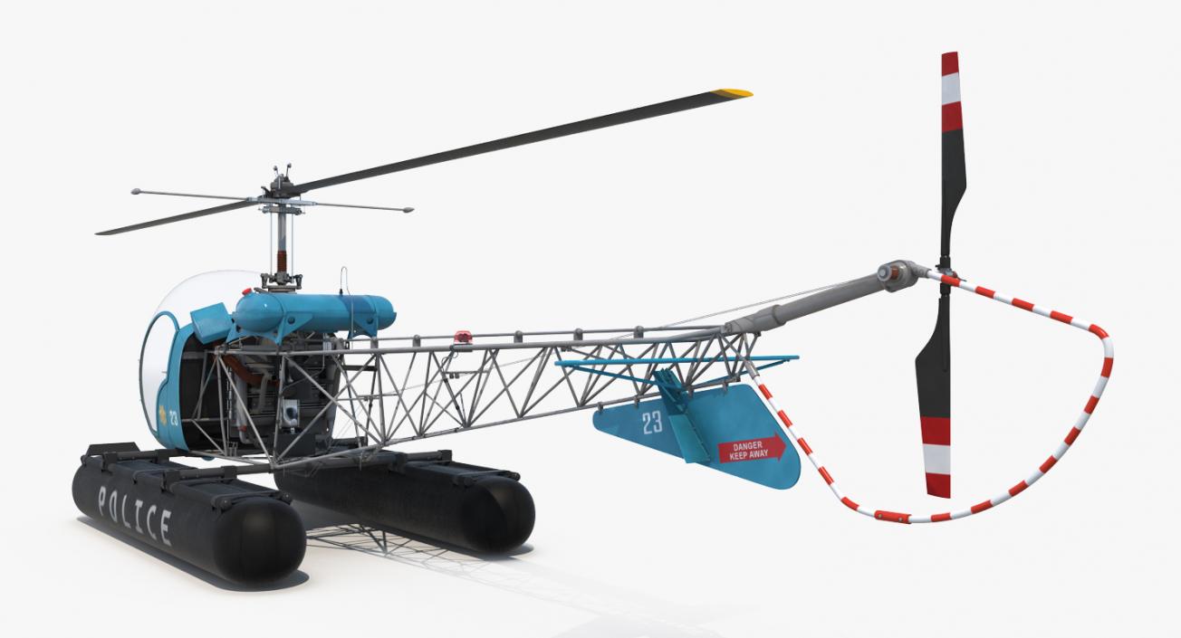 Bell 47 On Floats Police 3D model