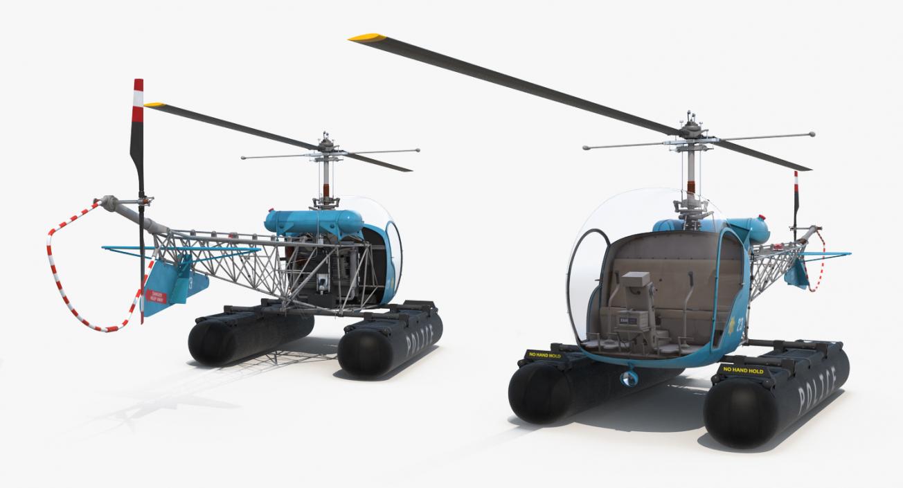 Bell 47 On Floats Police 3D model