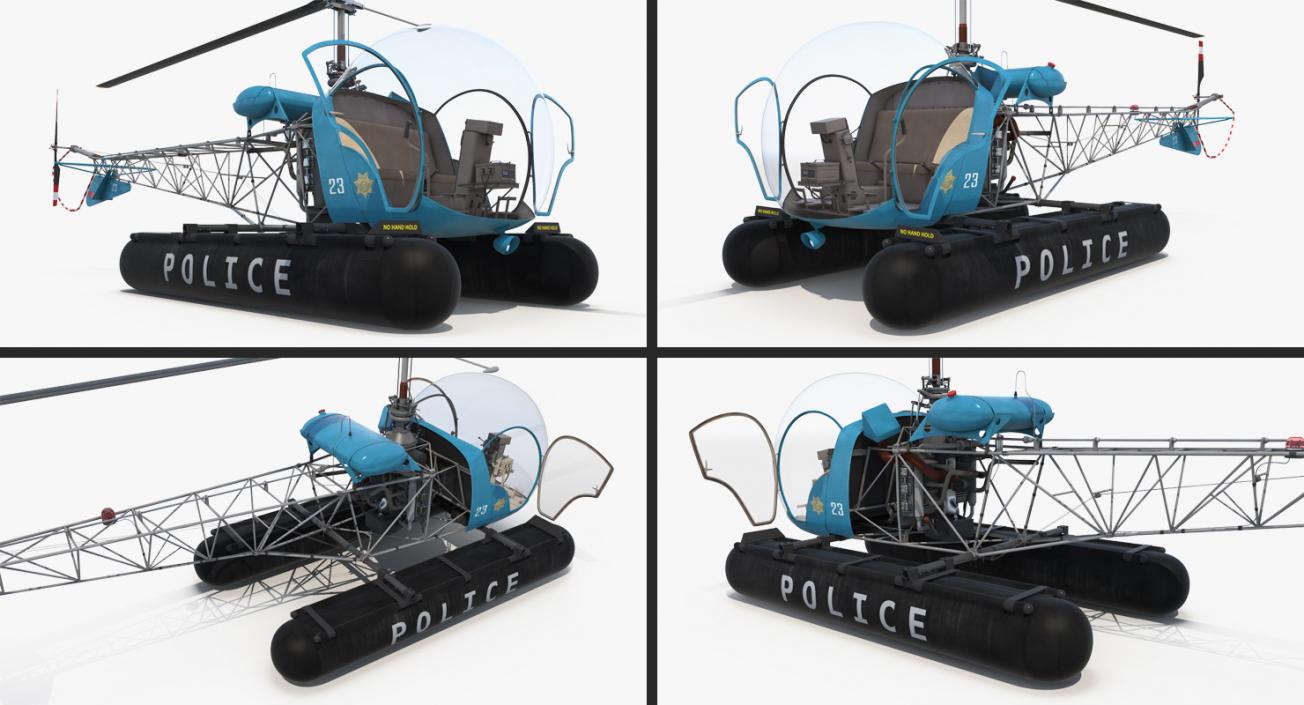 Bell 47 On Floats Police 3D model