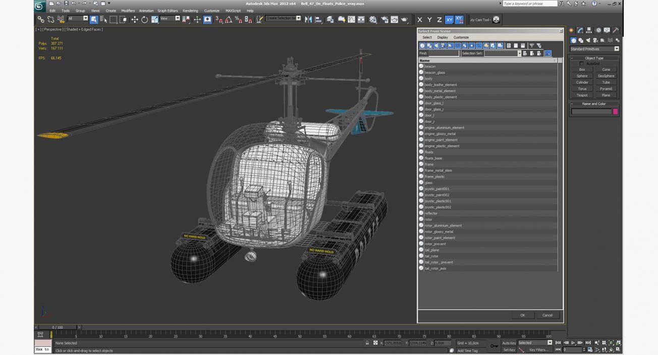 Bell 47 On Floats Police 3D model