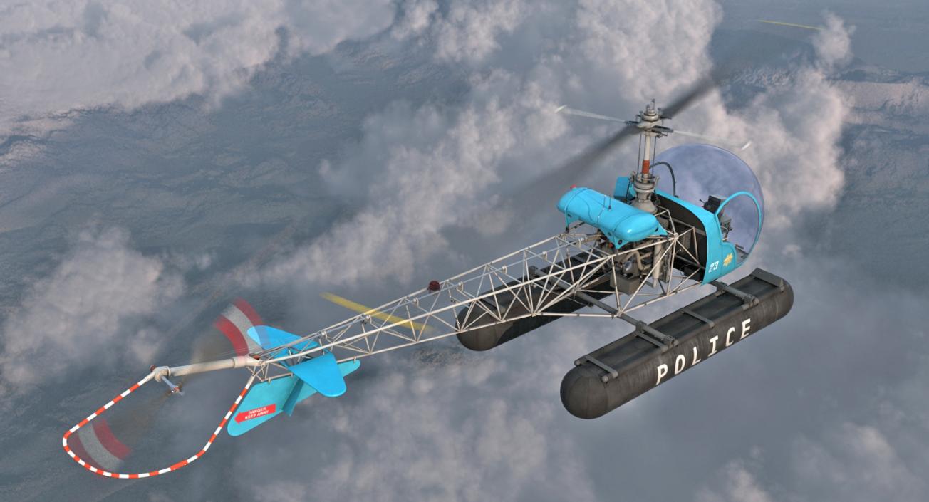 Bell 47 On Floats Police 3D model